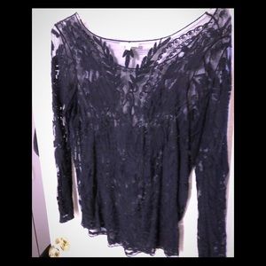 Black lace mesh blouse